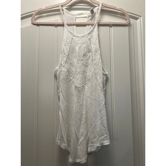 Full Tilt Women’s Floral Embroidery Eyelet Lightweight Racerback Top Sz‎ S White - Picture 1 of 3